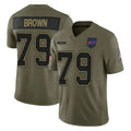 B.Bills #79 Spencer Brown Player Olive Salute To Service Limited Game Edoa Stitched Jerseys