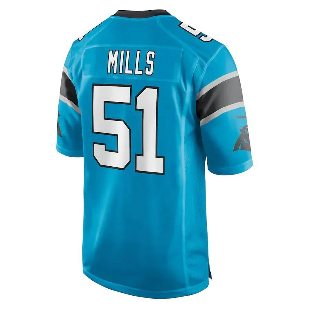 C.Panthers #51 Sam Mills Player Blue Game Edoa Stitched Jerseys