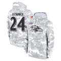 B.Ravens #24 Malaki Starks Player Arctic Camo Salute to Service Pullover Hoodie Edoa Stitched Jerseys
