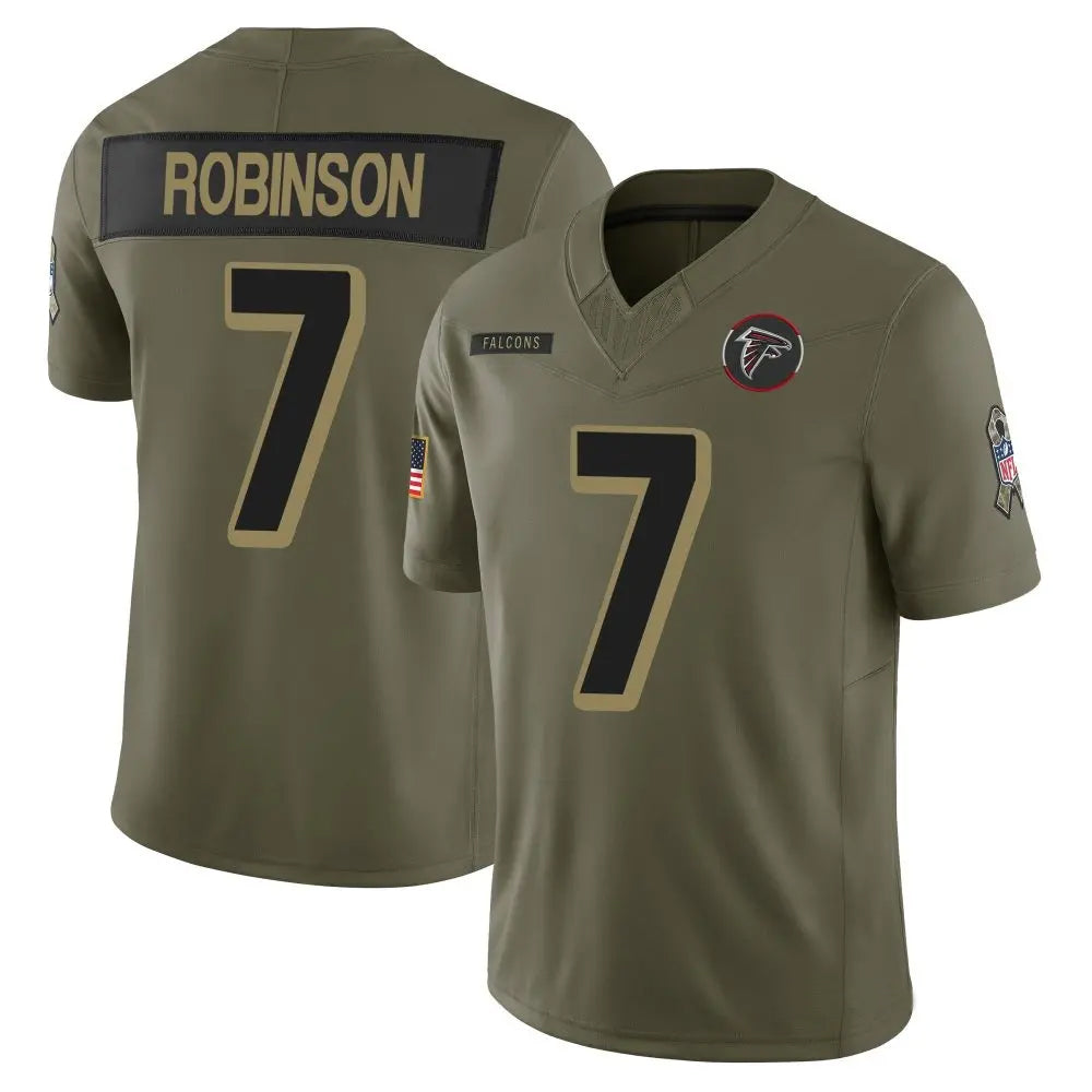 A.Falcons #7 Bijan Robinson Player Olive 2025 Salute To Service Limited Edoa Stitched Jerseys