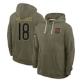 C.Bears #18 Caleb Williams Player Olive Salute to Service Pullover Hoodies Limited Edoa Stitched Jerseys