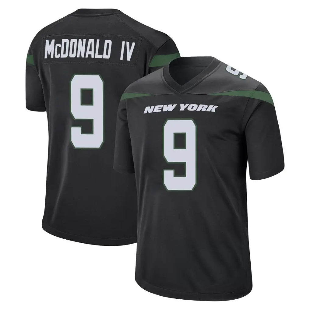 NY.Jets #9 Will McDonald IV Player Stealth Black Home Game Edoa Stitched Jerseys