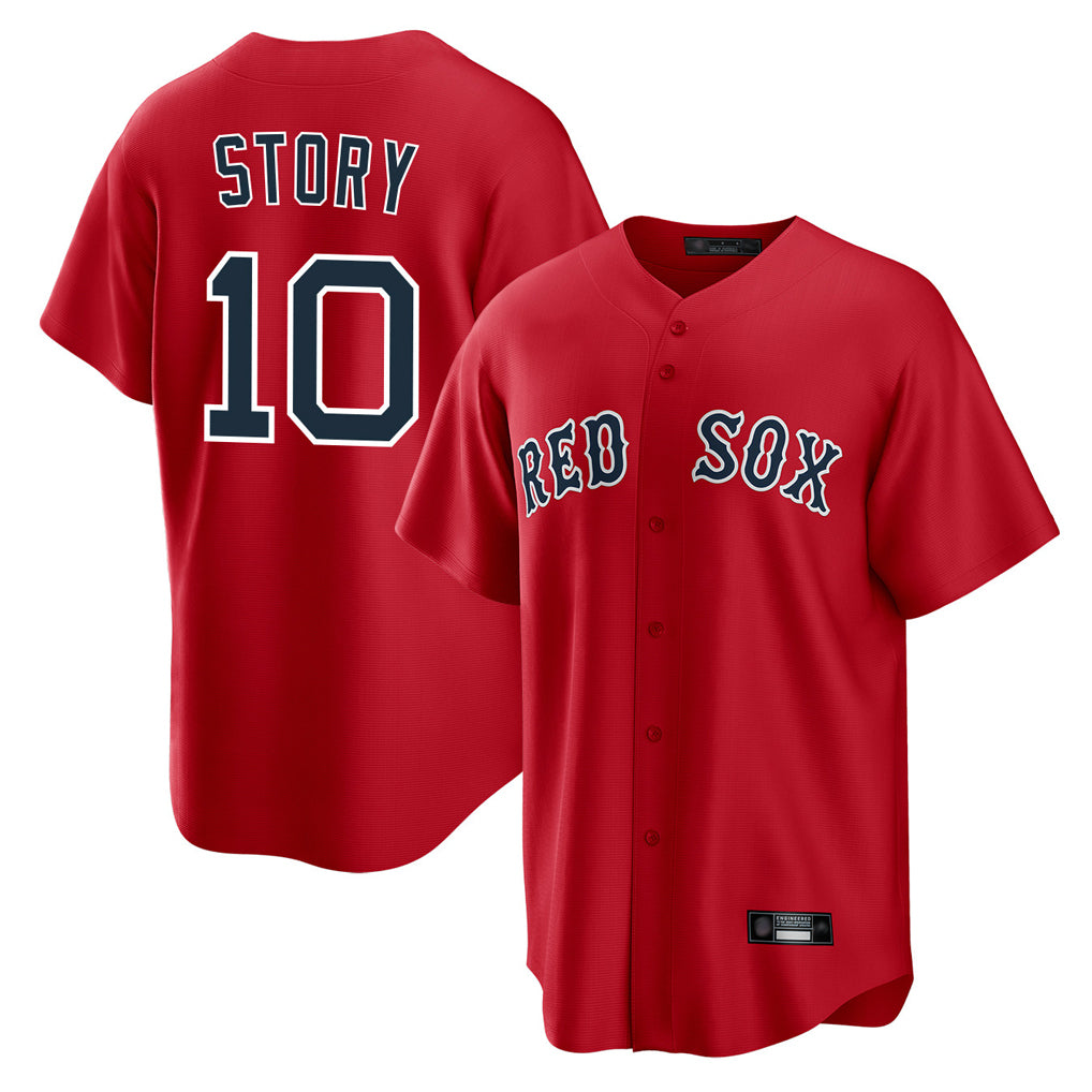 B.Red Sox #10 Trevor Story Player Red Home Game Edoa Stitched Jerseys
