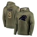 C.Panthers #9 Bryce Young Player Olive Salute to Service Hoodies Edoa Stitched Jerseys