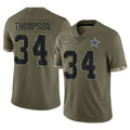 D.Cowboys #34 Jalen Thompson Player Olive Salute to Service Limited Game Edoa Stitched Jerseys