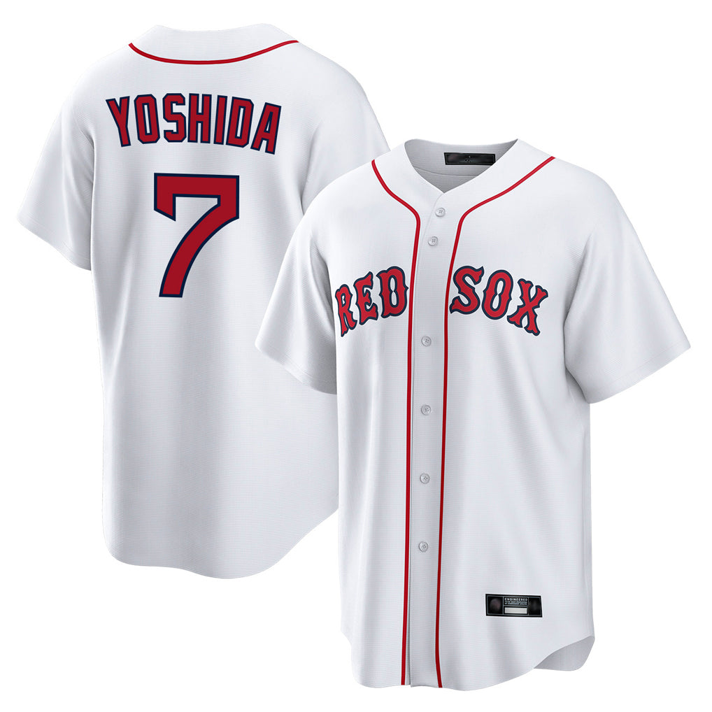B.Red Sox #7 Masataka Yoshida Player White Home Game Edoa Stitched Jerseys