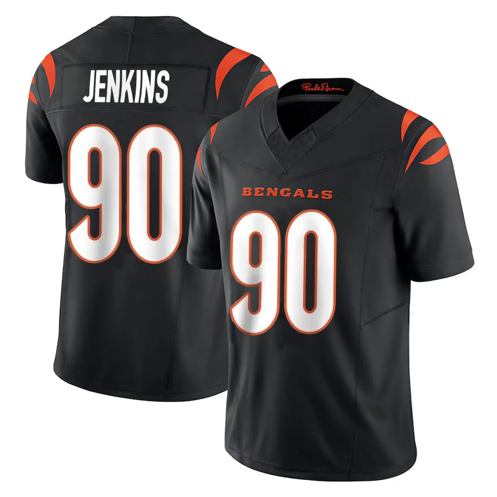C.Bengals #90 Kris Jenkins Jr Player Black Vapor F.U.S.E. Limited Home Game Edoa Stitched Jerseys