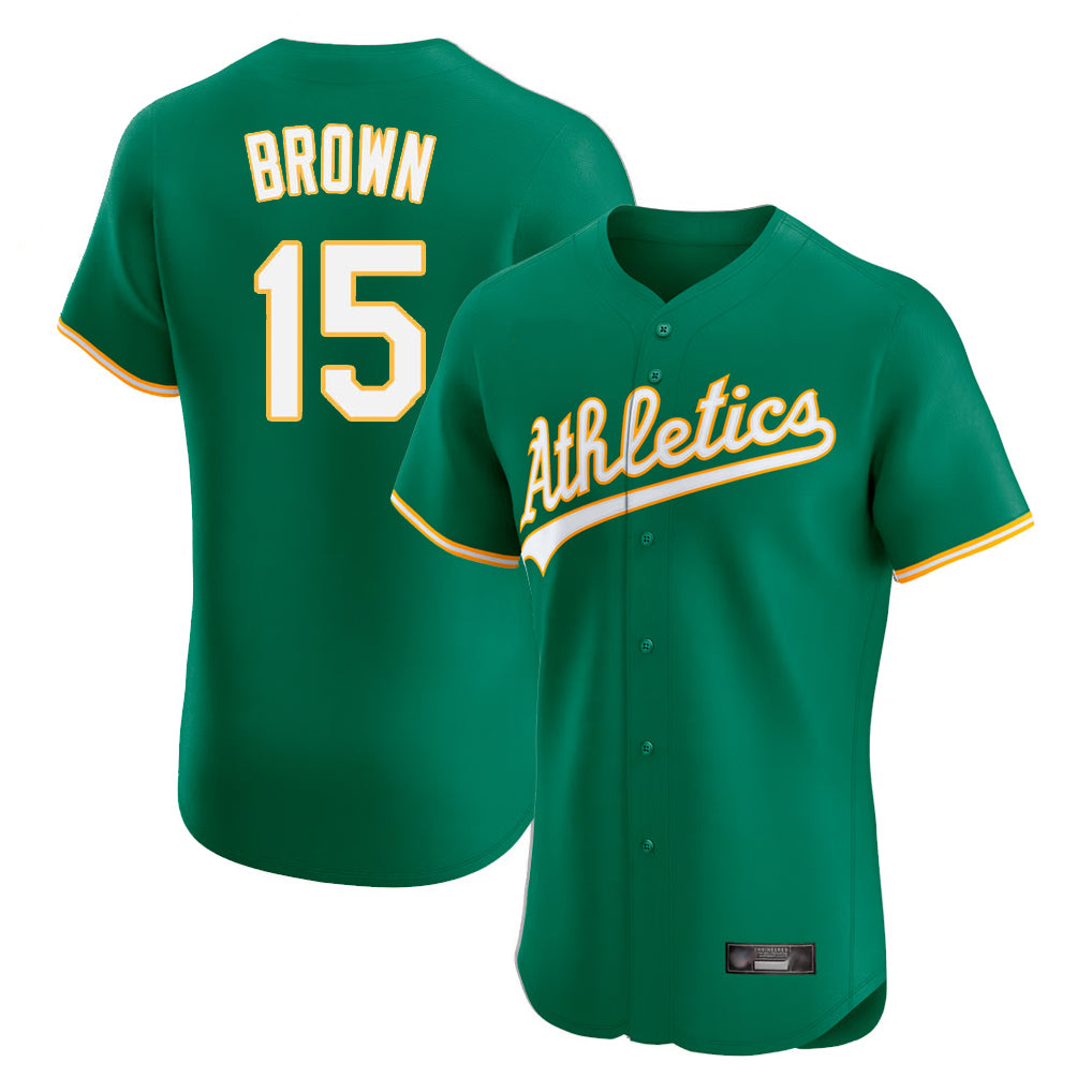 Athletics #15 Seth Brown Player Kelly Green Limited Elite Home Game Edoa Stitched Jerseys