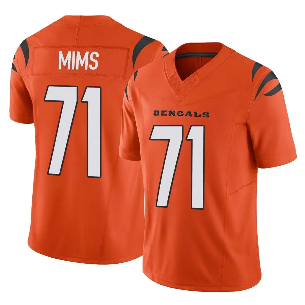 C.Bengals #71 Amarius Mims Player Orange Vapor F.U.S.E. Limited Home Game Edoa Stitched Jerseys