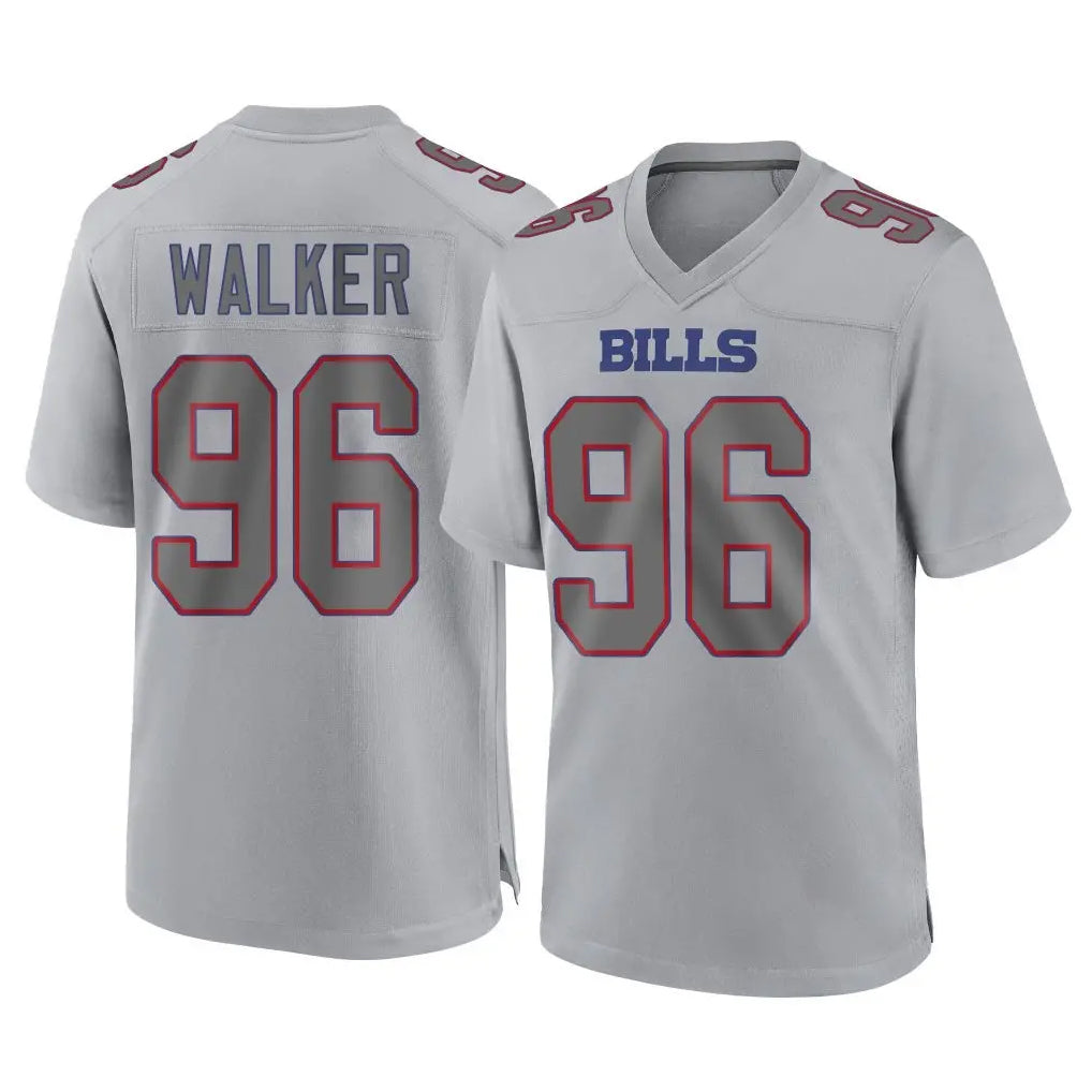 B.Bills #96 Deone Walker Player Gray Home Game Edoa Stitched Jerseys