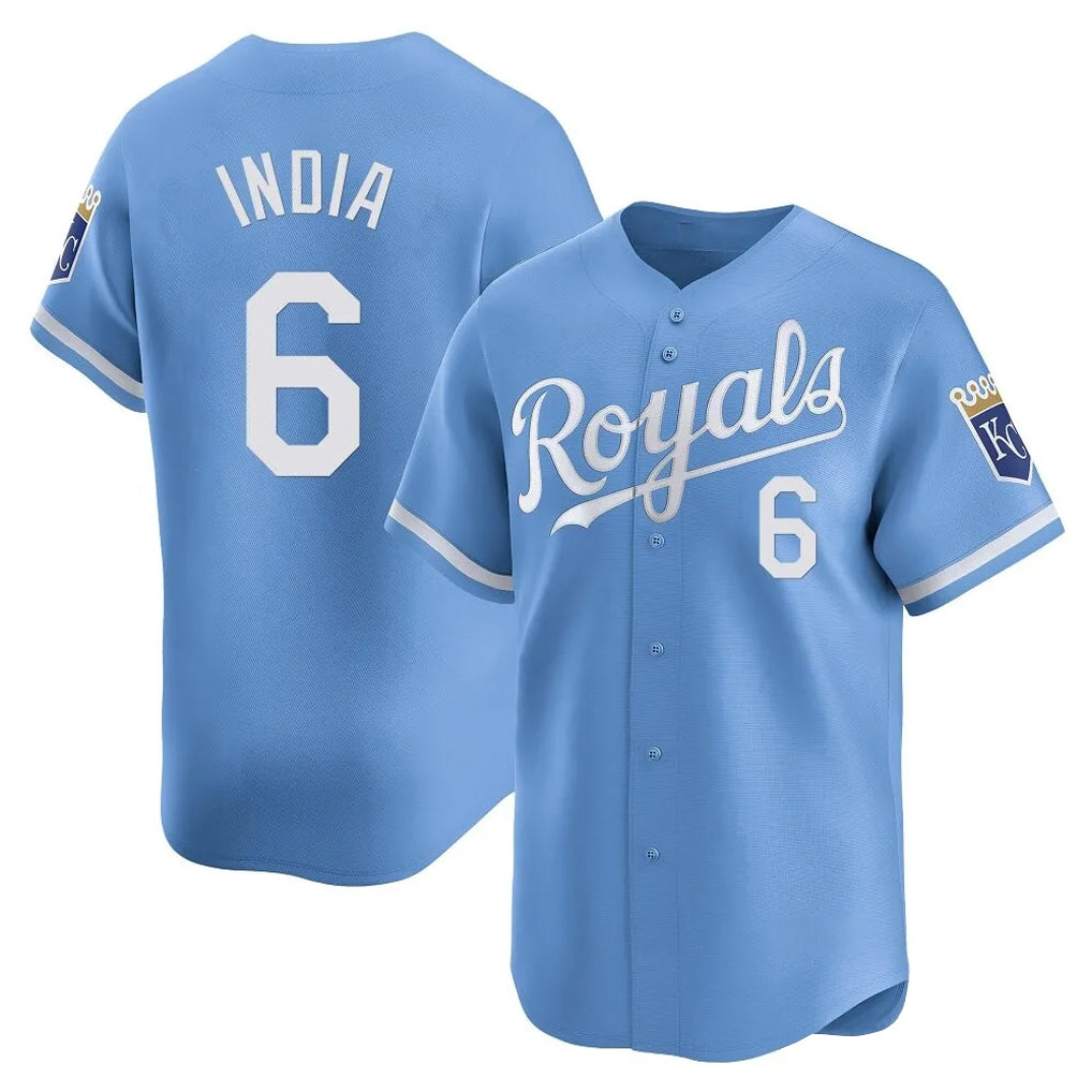 KC.Royals #6 Jonathan India Player Light Blue Alt Limited Home Edoa Stitched Jerseys