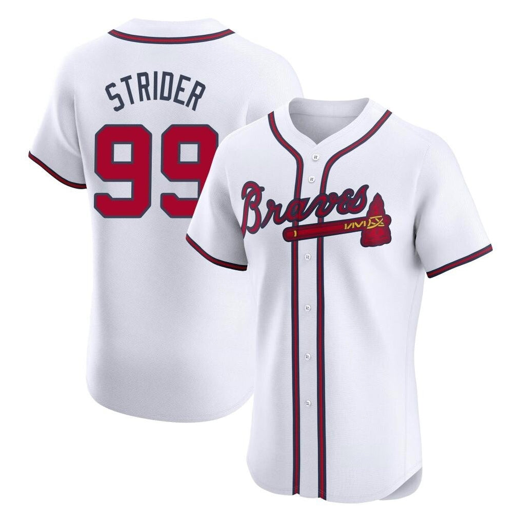 A.Braves #99 Spencer Strider Player White Limited Elite Home Game Edoa Stitched Jerseys