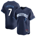 C.Cubs #7 Dansby Swanson Player Navy City Connect Limited Home Edoa Stitched Jerseys