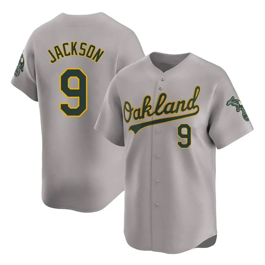 Athletics #9 Reggie Jackson Player Gray Road Limited Home Game Edoa Stitched Jerseys