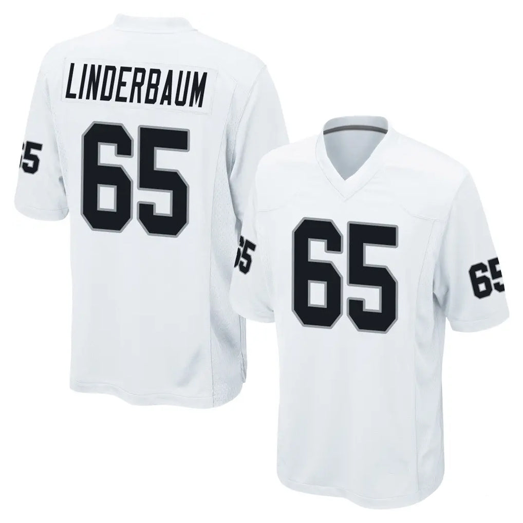 LV.Raiders #65 Tyler Linderbaum Player White Home Game Edoa Stitched Jerseys