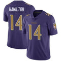 B.Ravens #14 Kyle Hamilton Player Purple Color Rush Vapor Untouchable Limited Game Edoa Stitched Jerseys