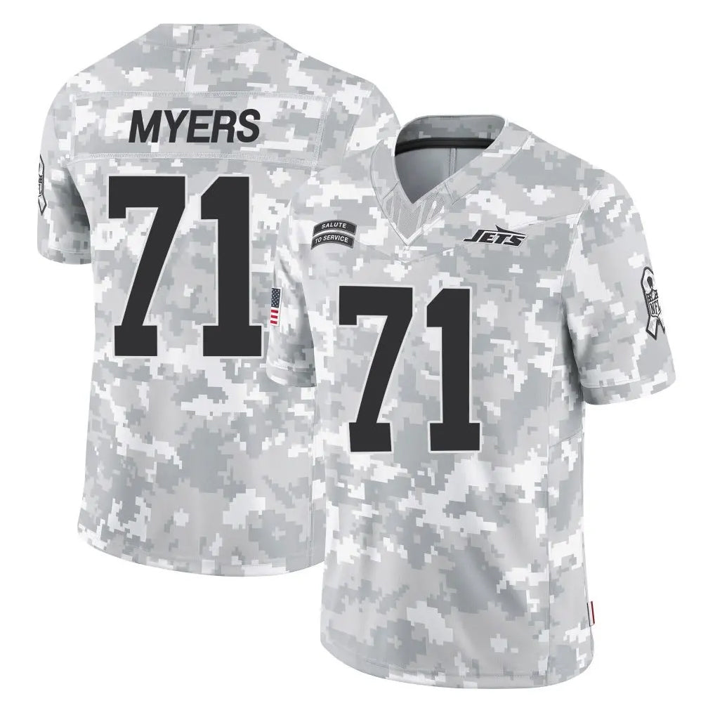 NY.Jets #71 Josh Myers Player Arctic Camo Salute to Service Limited Game Edoa Stitched Jerseys