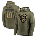 C.Bears #10 Luther Burden III Player Olive Salute to Service Pullover Hoodies Home Game Edoa Stitched Jerseys