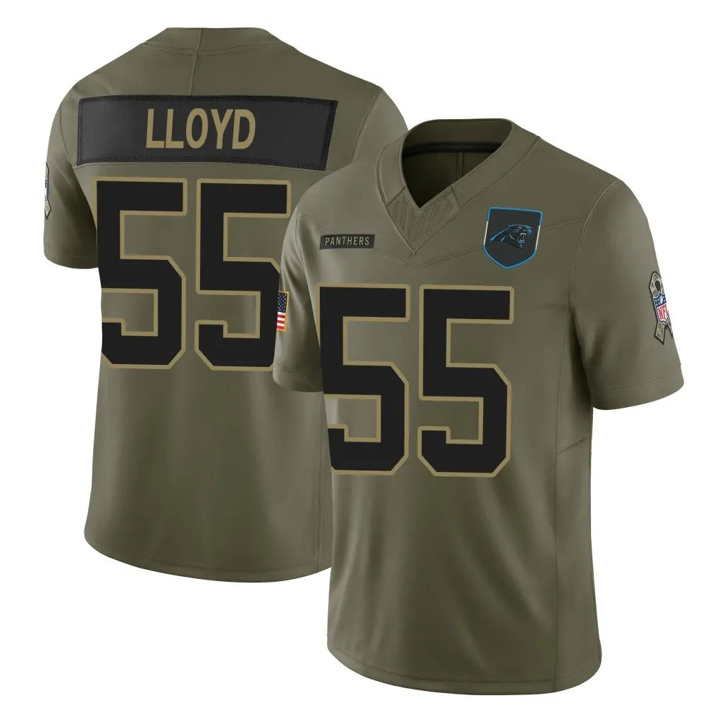 C.Panthers #55 Devin Lloyd Player Olive Salute to Service Limited Home Game Edoa Stitched Jerseys