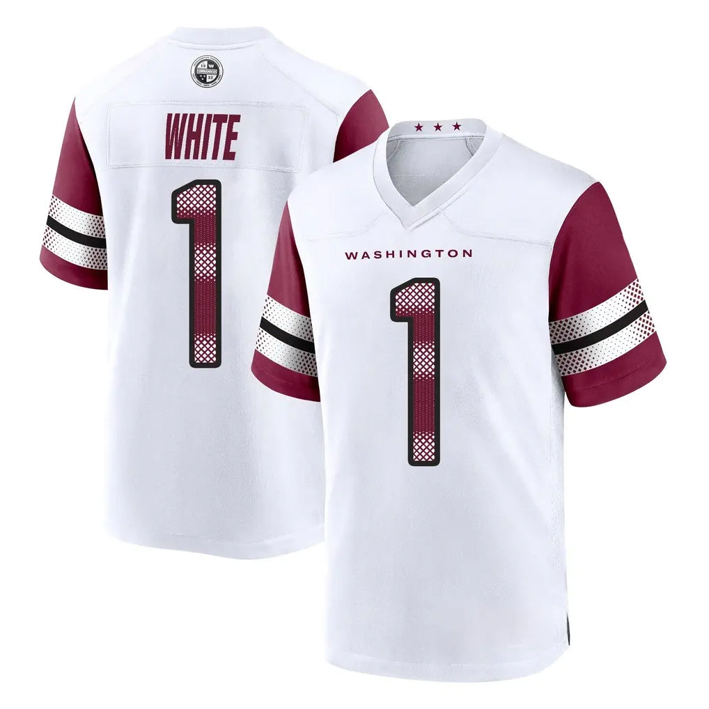 W.Commanders #1 Rachaad White Player White Game Home Edoa Stitched Jerseys