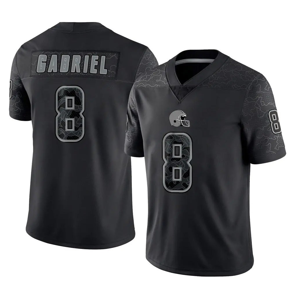 C.Browns #8 Dillon Gabriel Player Black Reflective Home Game Edoa Stitched Jerseys