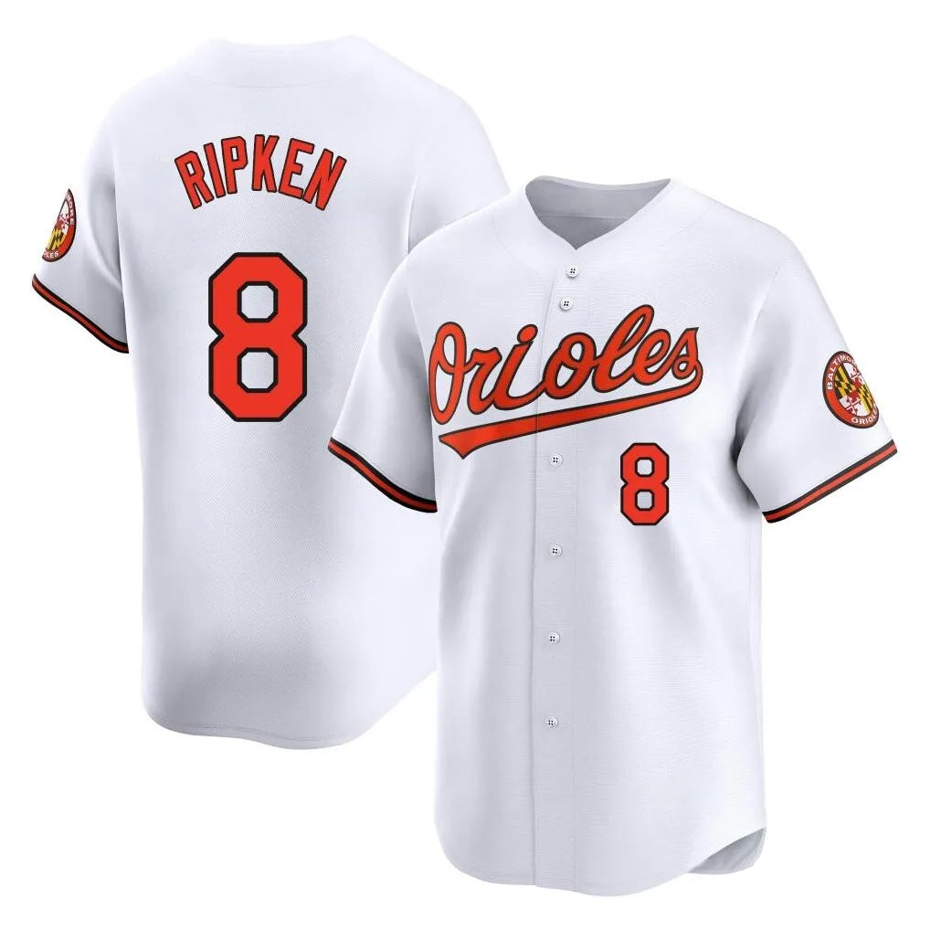 B.Orioles #8 Cal Ripken Player White Limited Home Game Edoa Stitched Jerseys