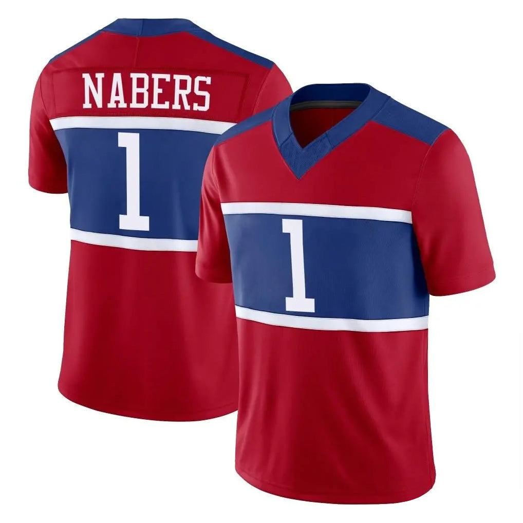 NY.Giants #1 Malik Nabers Player Red Century Vapor F.U.S.E. Home Game Edoa Stitched Jerseys