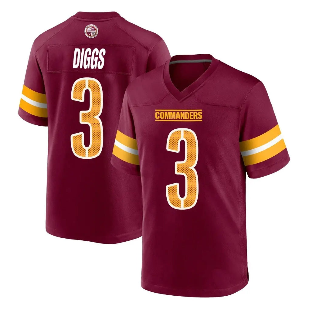 W.Commanders #3 Stefon Diggs Player Burgundy Home Game Edoa Stitched Jerseys