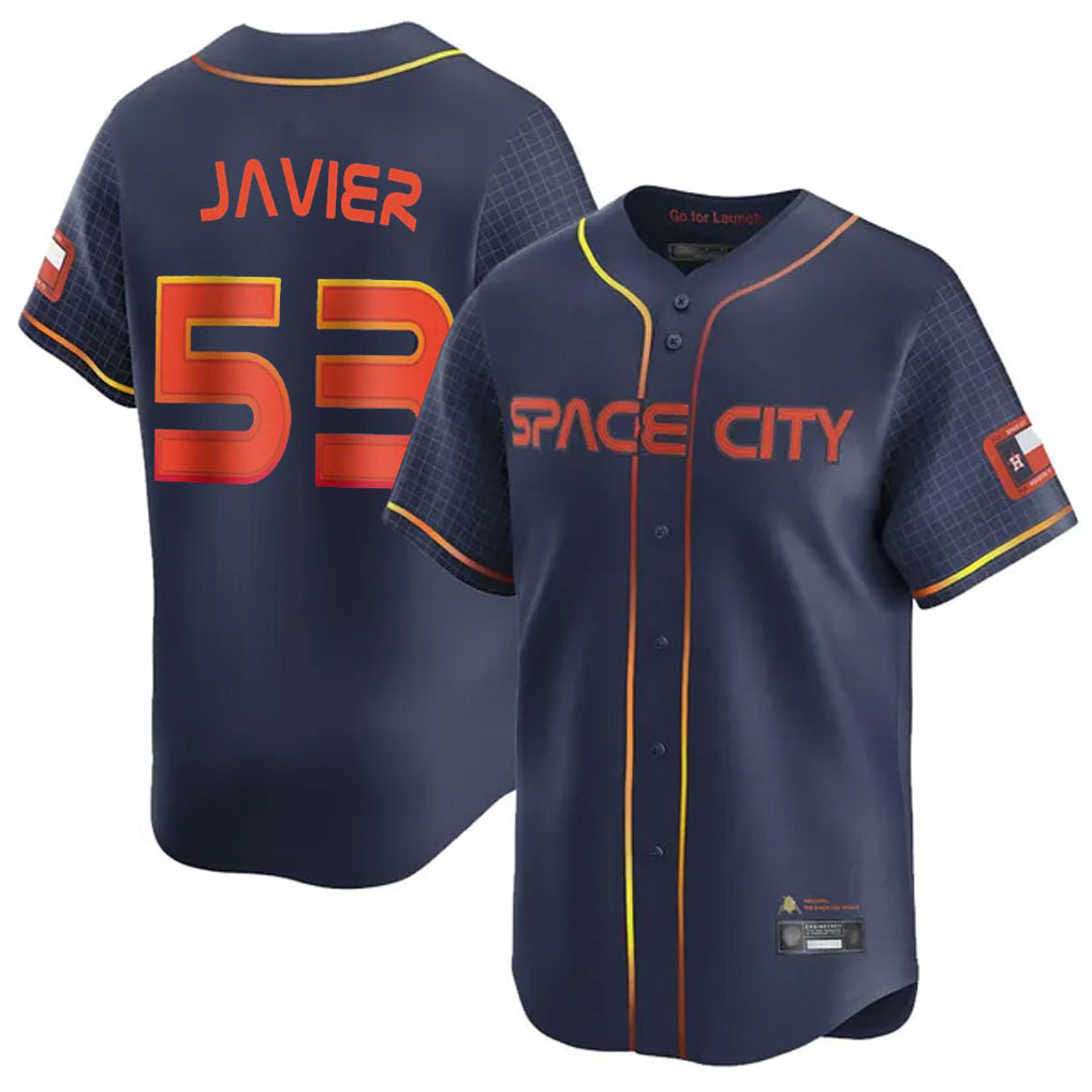 H.Astros #53 Cristian Javier Player Navy City Connect Home Limited Edoa Stitched Jerseys