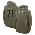B.Ravens #71 Olaivavega Ioane Player Olive Salute to Service Hoodie Edoa Stitched Jerseys