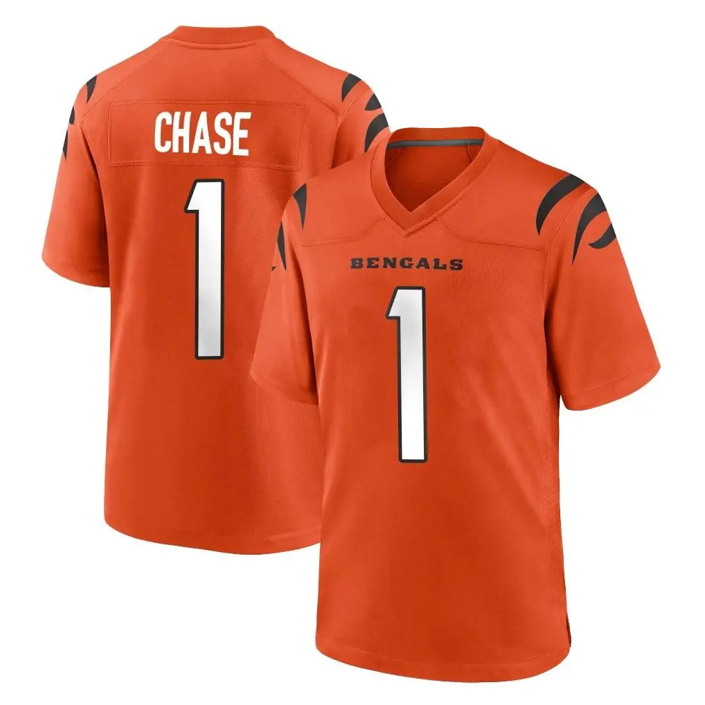 C.Bengals #1 Ja'Marr Chase Player Orange Home Game Edoa Stitched Jerseys