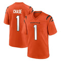 C.Bengals #1 Ja'Marr Chase Player Orange Home Game Edoa Stitched Jerseys