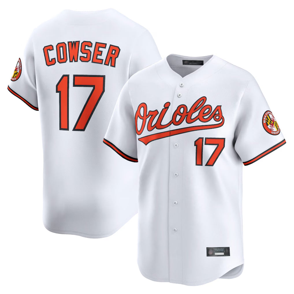 B.Orioles #17 Colton Cowser Player White Limited Home Game Edoa Stitched Jerseys