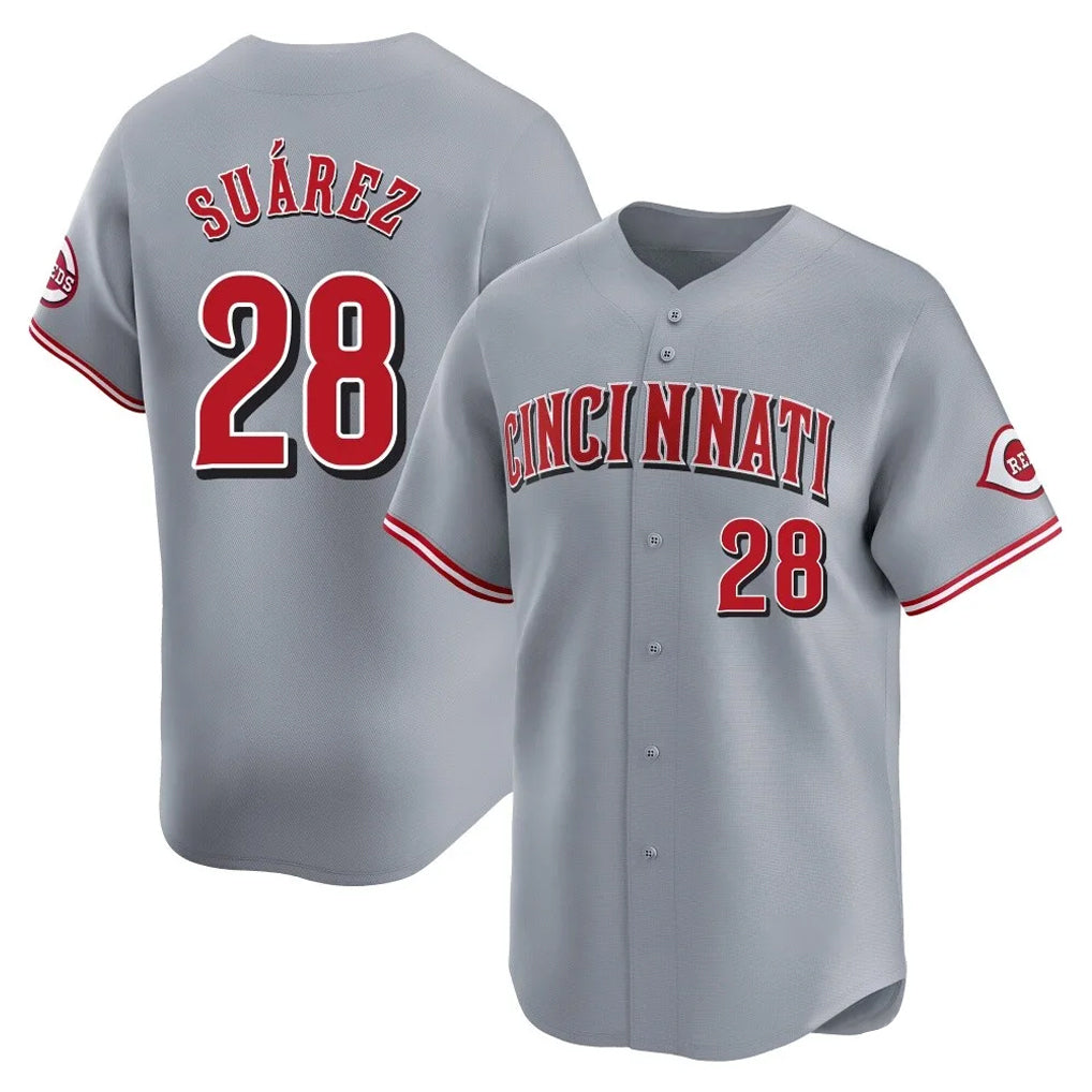 C.Reds #28 Eugenio Su¨¢rez Player Gray Home Limited Edoa Stitched Jerseys