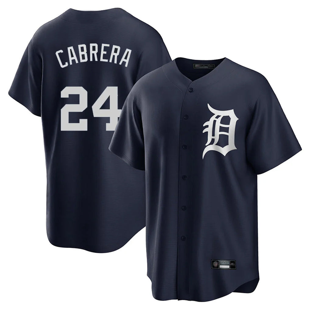 D.Tigers #24 Miguel Cabrera Player Navy Game Home Edoa Stitched Jerseys