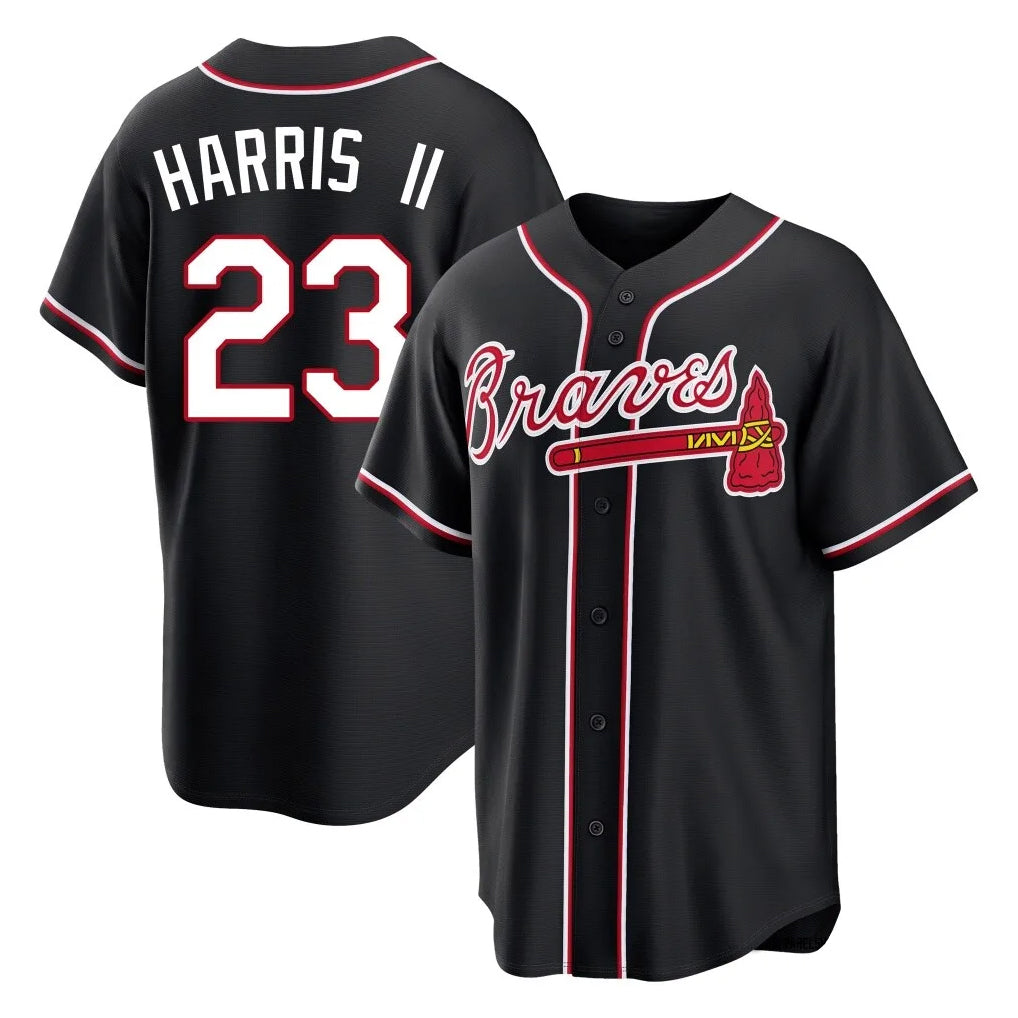 A.Braves #23 Michael Harris II Player Black Fashion Out Game Edoa Stitched Jerseys