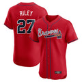 A.Braves #27 Austin Riley Player Red Limited Elite Home Game Edoa Stitched Jerseys