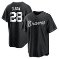 A.Braves #28 Matt Olson Player Black Home Game Edoa Stitched Jerseys