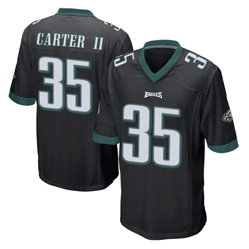P.Eagles #35 Michael Carter II Player Black Home Game Edoa Stitched Jerseys