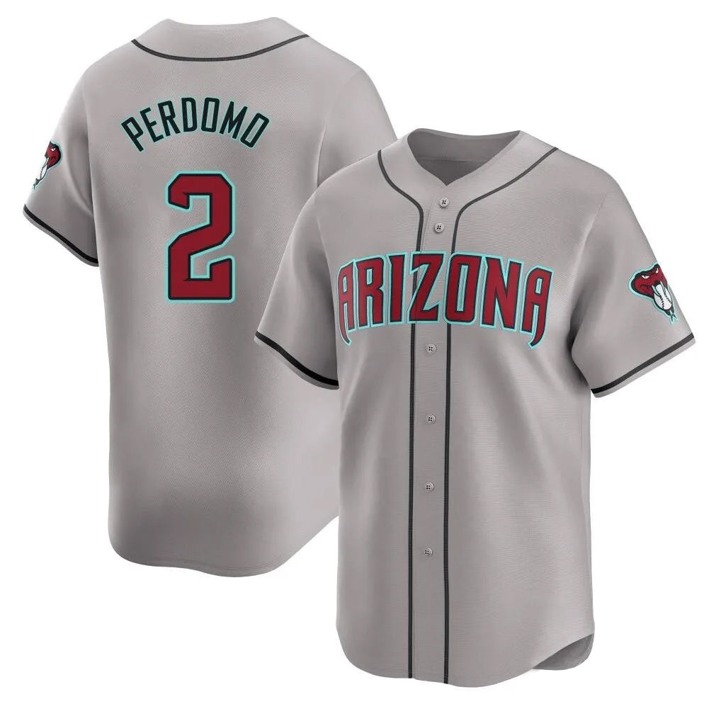 A.Diamondbacks #2 Geraldo Perdomo Player Gray Road Limited Home Game Edoa Stitched Jerseys