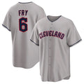 C.Guardians #6 David Fry Player Gray Game Home Edoa Stitched Jerseys