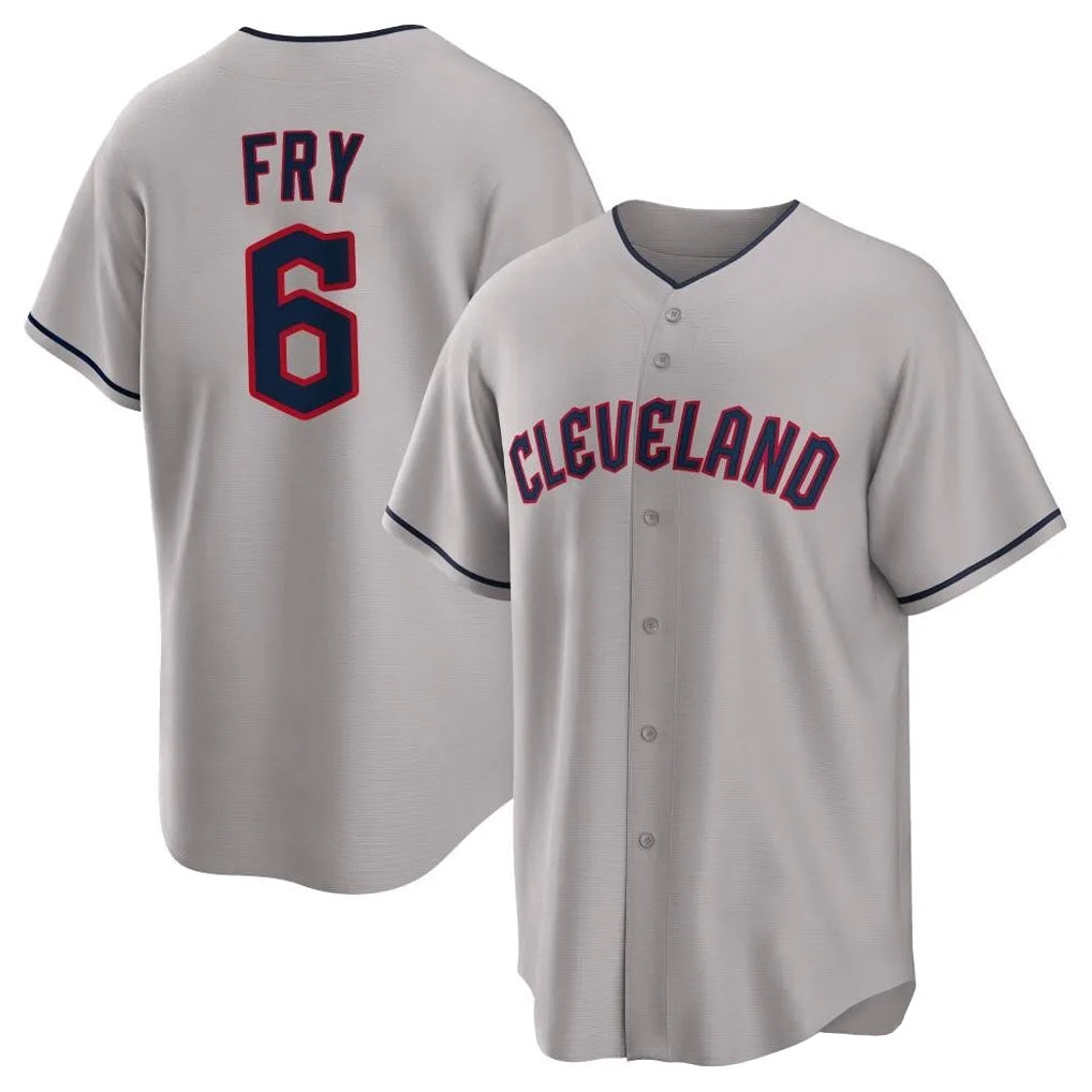 C.Guardians #6 David Fry Player Gray Game Home Edoa Stitched Jerseys