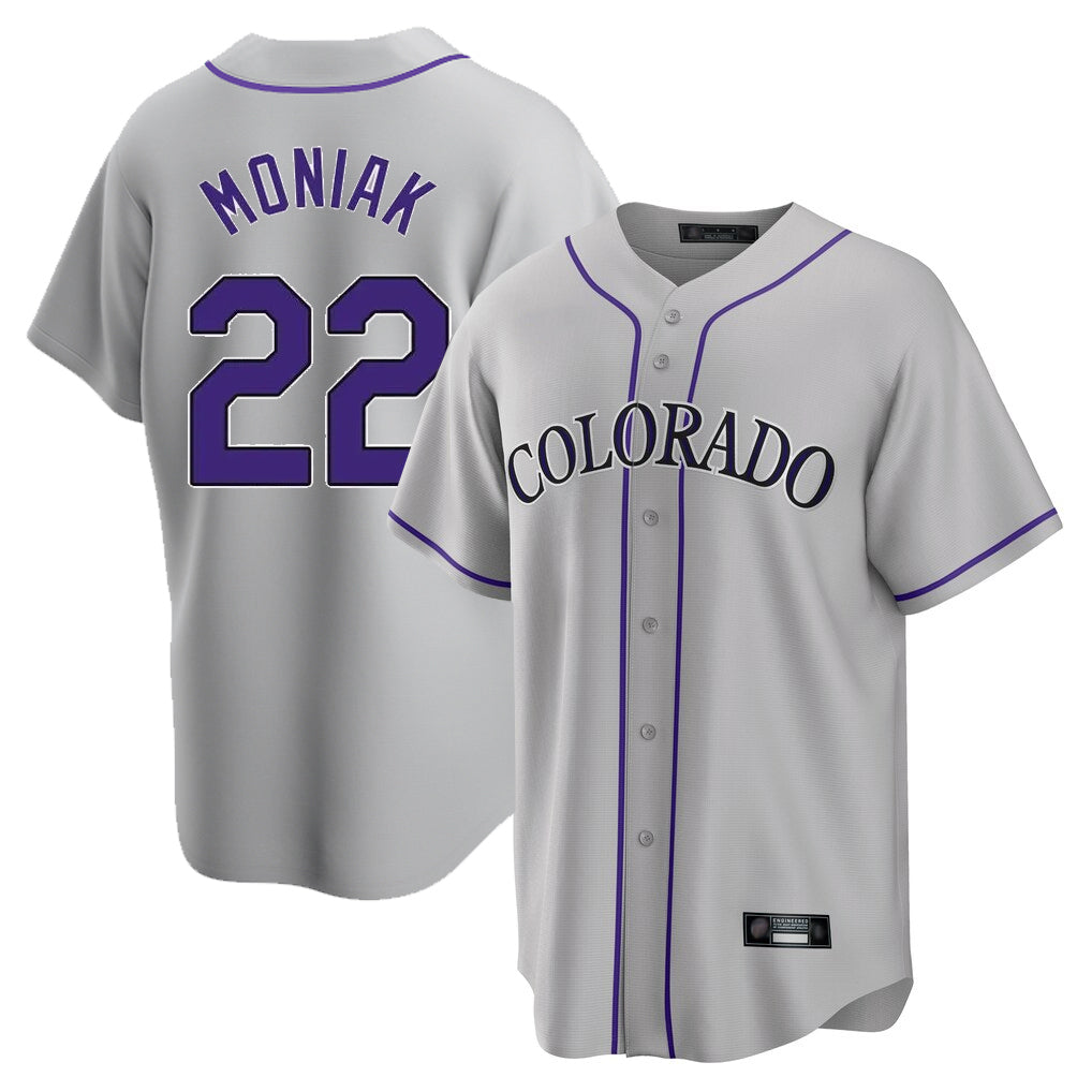 C.Rockies #22 Mickey Moniak Player Gray Game Home Edoa Stitched Jerseys