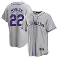 C.Rockies #22 Mickey Moniak Player Gray Game Home Edoa Stitched Jerseys