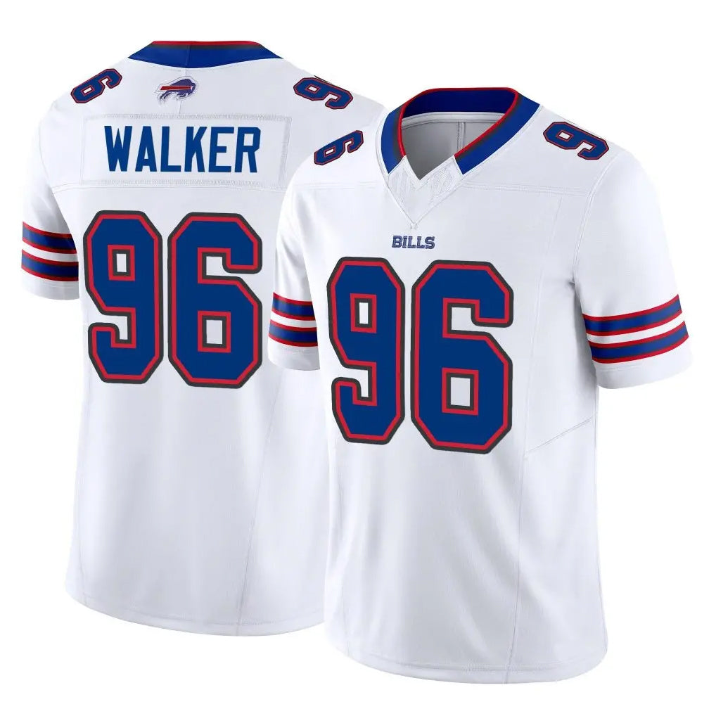 B.Bills #96 Deone Walker Player White Vapor F.U.S.E. Jersey Limited Home Game Edoa Stitched Jerseys