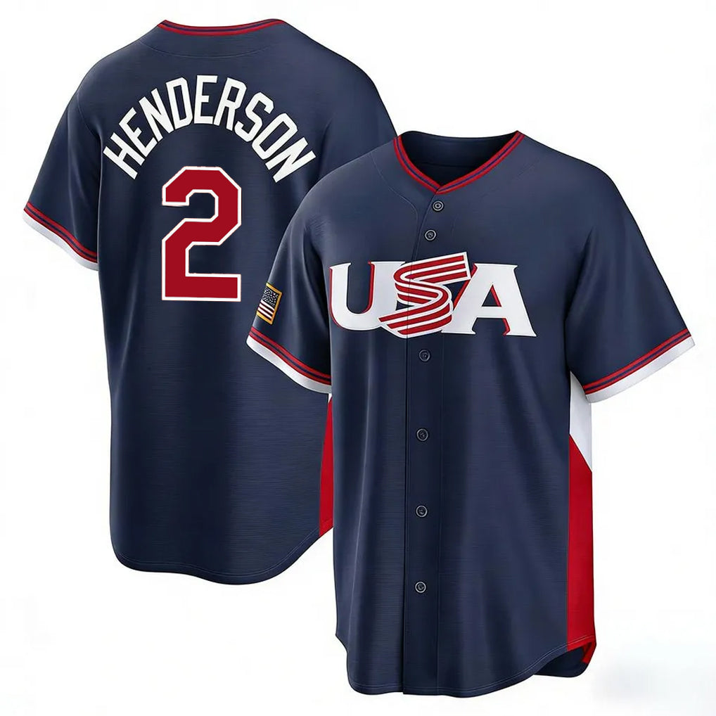 B.Orioles #2 Gunnar Henderson Player Navy USA 2026 World Classic Home Game Edoa Stitched Jerseys