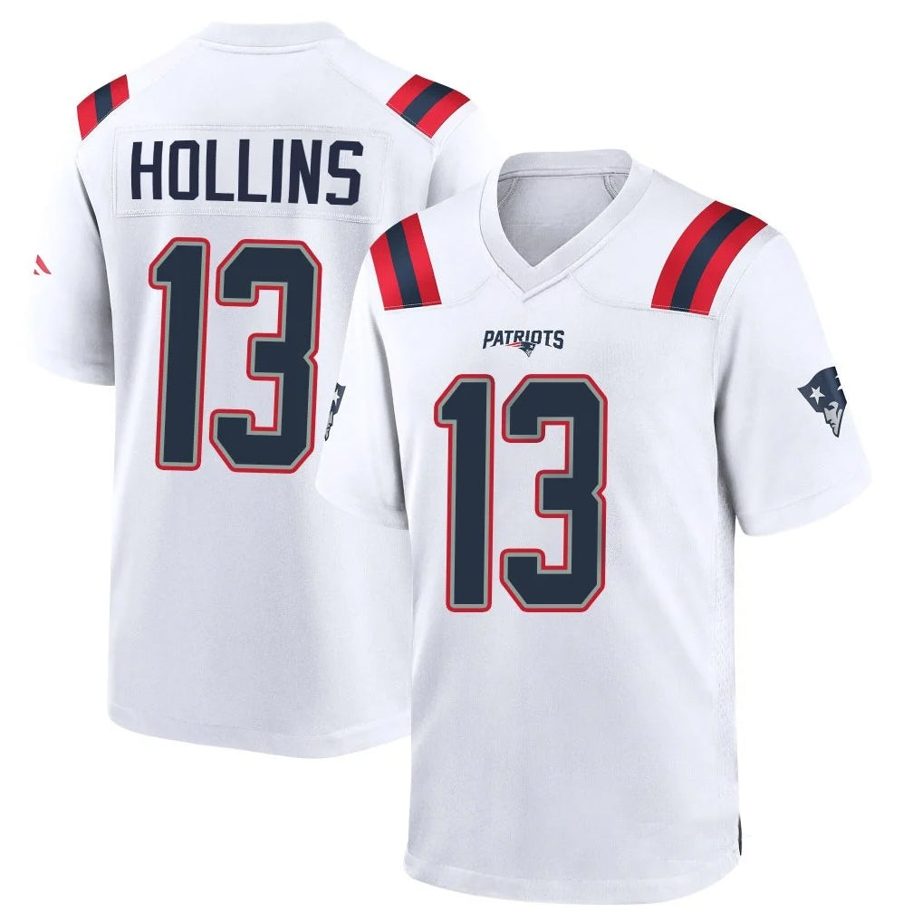 NE.Patriots #13 Mack Hollins Player White Home Game Edoa Stitched Jerseys