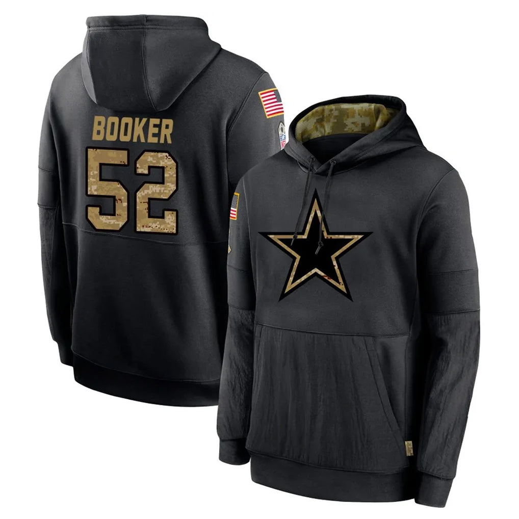 D.Cowboys #52 Tyler Booker Player Black Salute to Service Pullover Hoodies Limited Edoa Stitched Jerseys