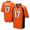 D.Broncos #17 Jaylen Waddle Player Orange Color Home Game Edoa Stitched Jerseys