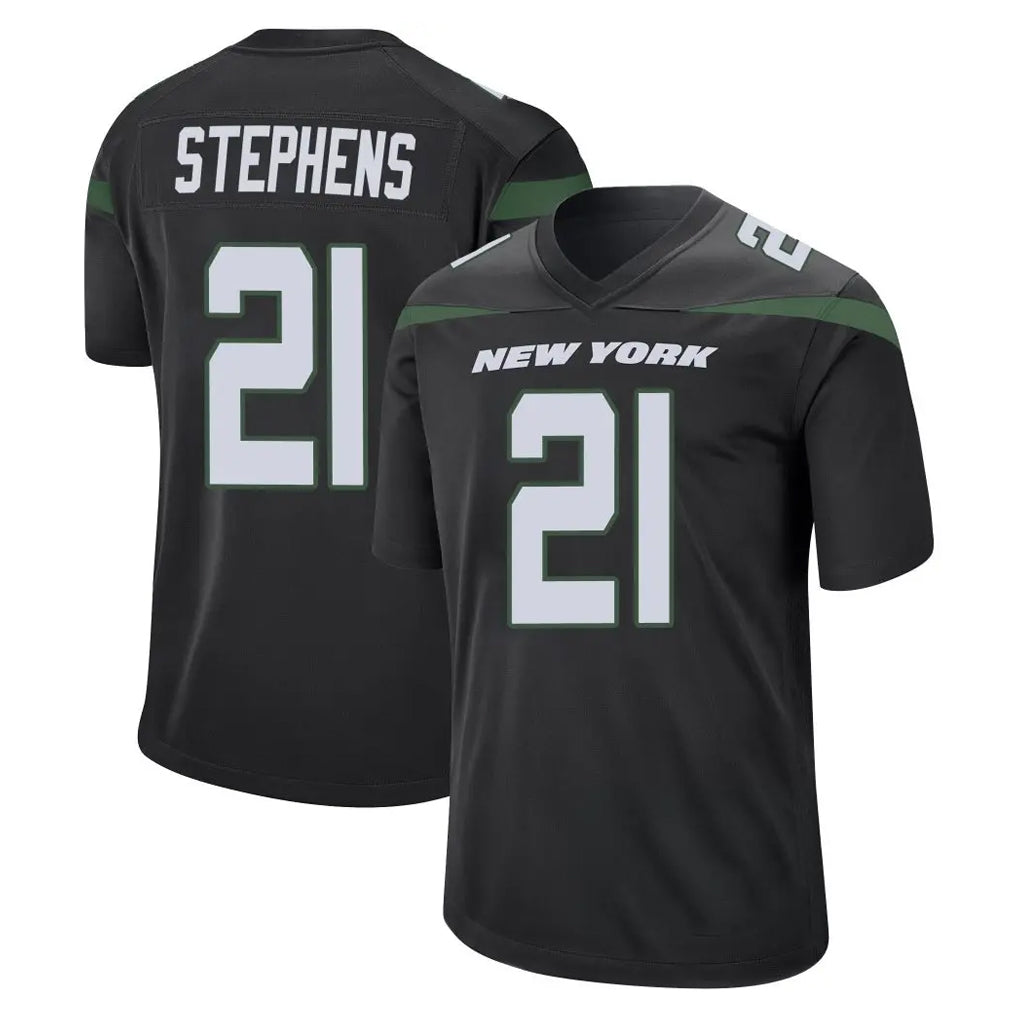 NY.Jets #21 Brandon Stephens Player Stealth Black Home Game Edoa Stitched Jerseys
